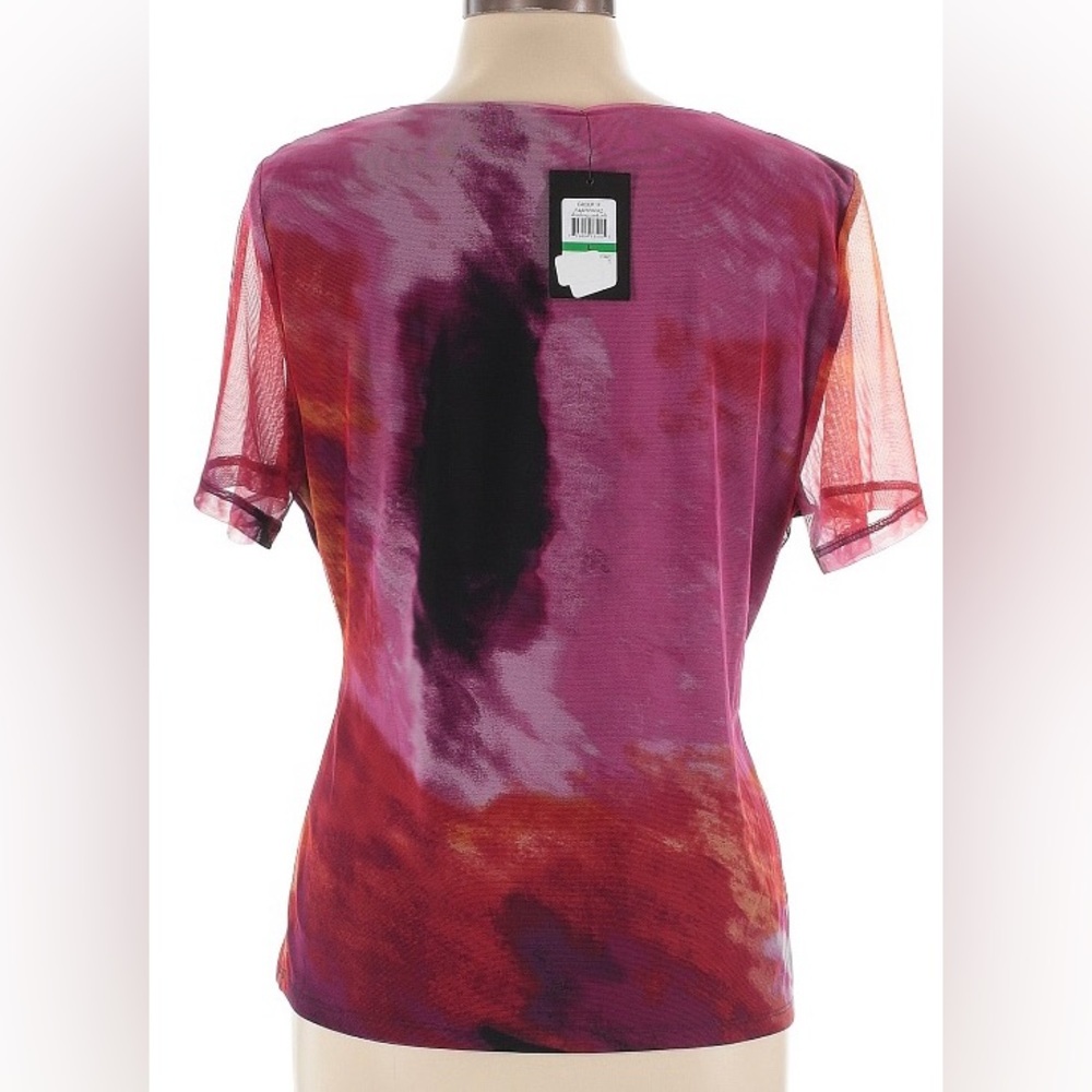 NWT Women’s DKNY Multicolor Wrap Top Featuring Flattering Runching - Picture 2 of 4